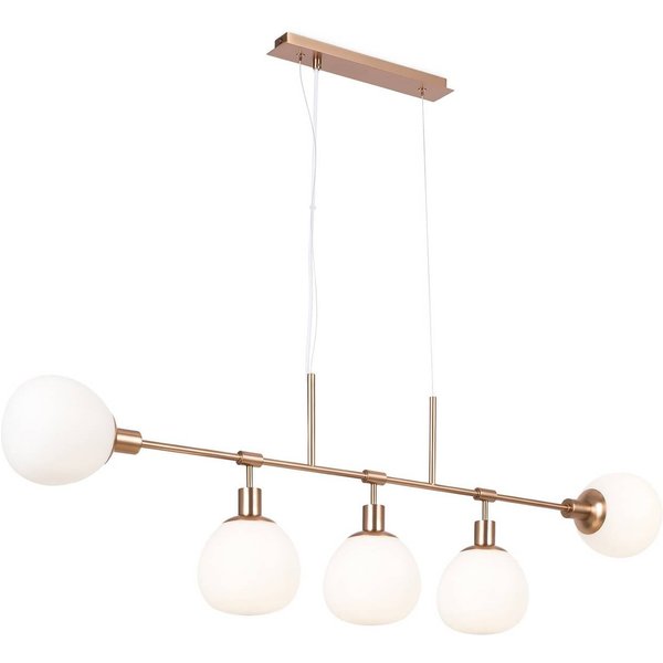 Maytoni Hängelampe Erich, messing rosé, Glas/Metall, 5-flg.