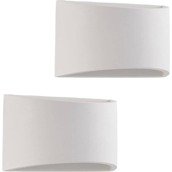 Lindby Wandleuchte Heiko, 20cm, 2er-Set, up/down, Gips, weiß