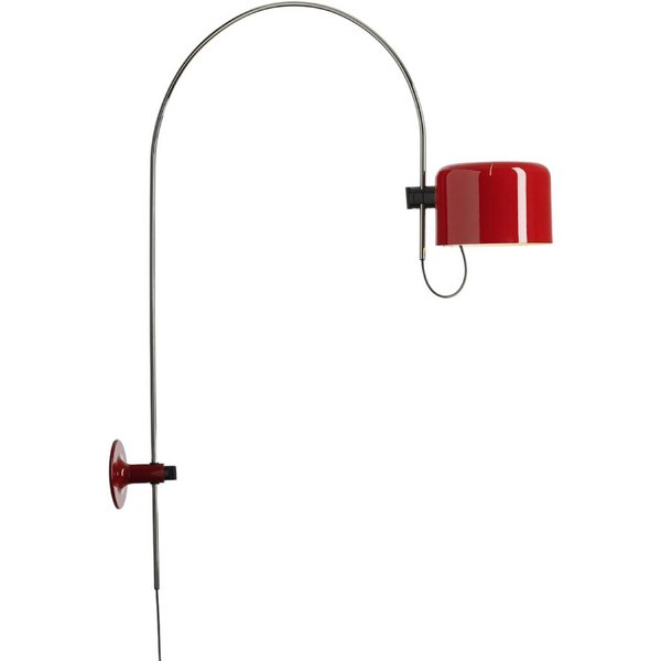 Oluce Wandleuchte Coupé, rot/chrom, Metall, Bogen