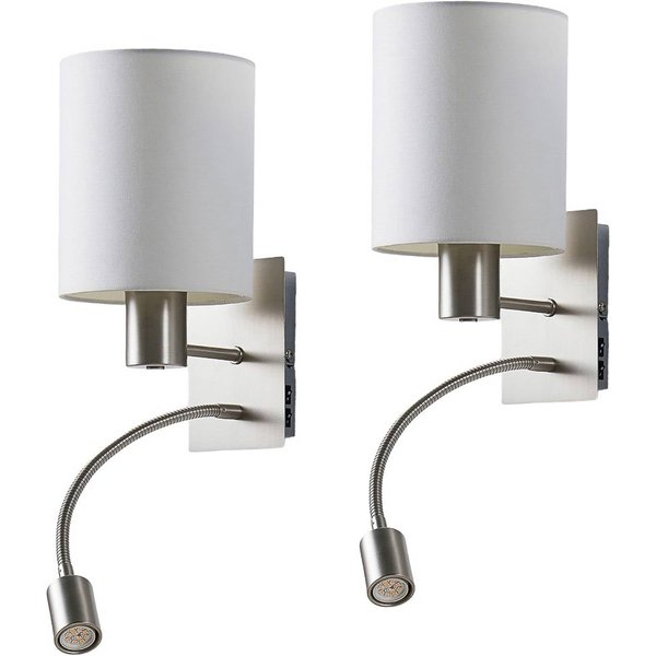 Lindby Wandleuchte Shajan, 2er-Set, 29cm, E27, LED-Leselicht