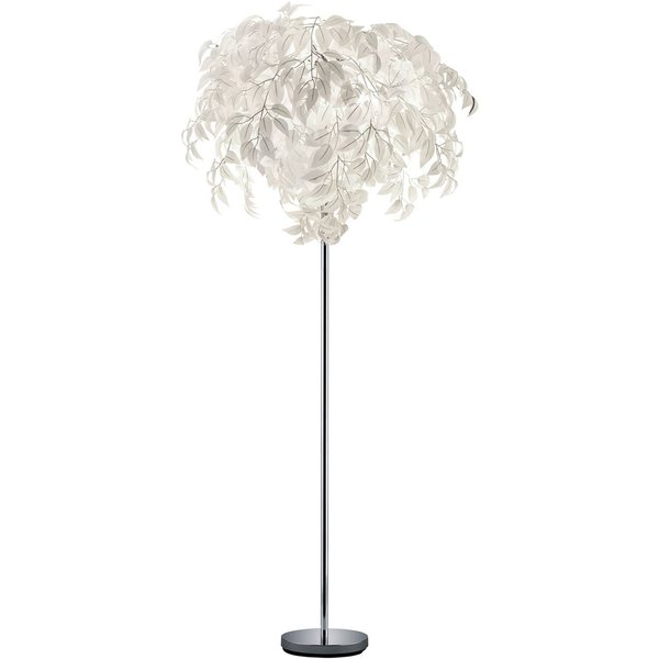 Stehlampe Leavy, Höhe 180 cm, chrom/weiß, Metall/Kunststoff