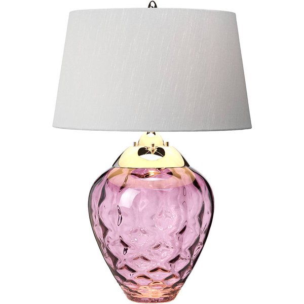 Tischlampe Samara, Ø 45,7 cm, pink, Stoff, Glas, 2-flammig