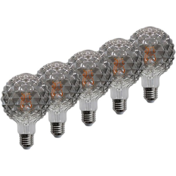 E27 3,8W LED-Lampe G95 918 Struktur smoke 5er-Set