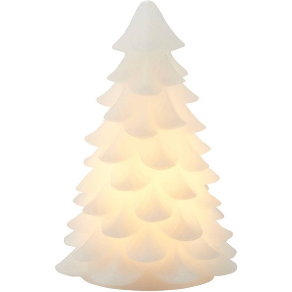 LED-Dekoleuchte Carla, Baum aus weißem Wachs 16cm