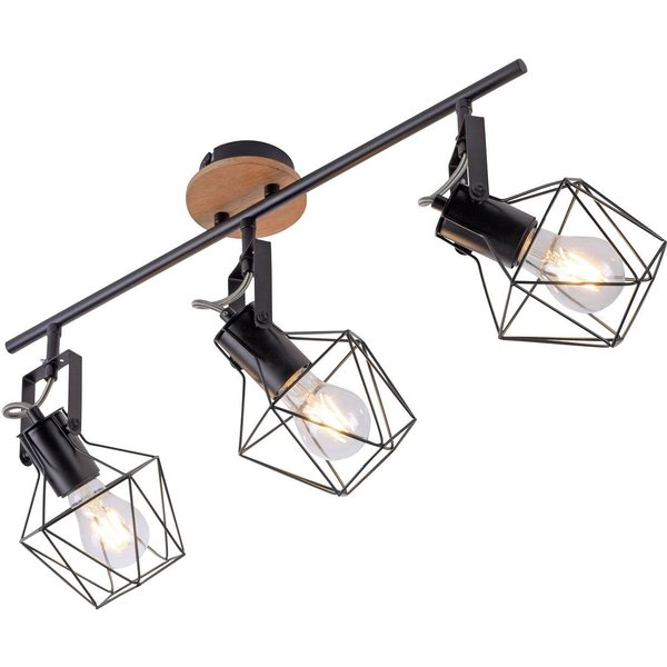 Deckenlampe Jaro justierbar schwarz/holz 3-flammig