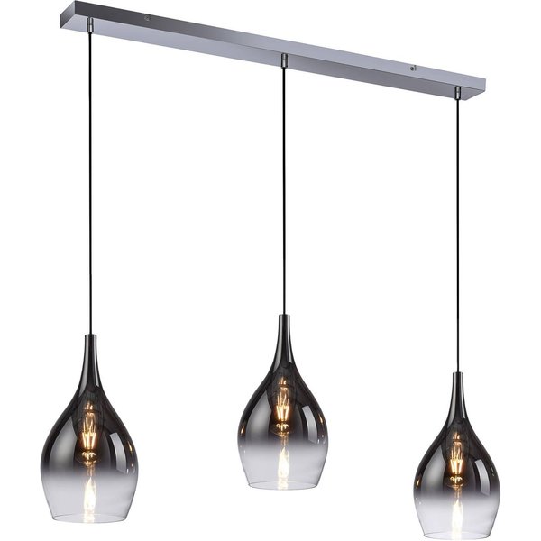Paul Neuhaus Hängelampe Pilua, rauch, Glas, 100 cm, 3-flg.