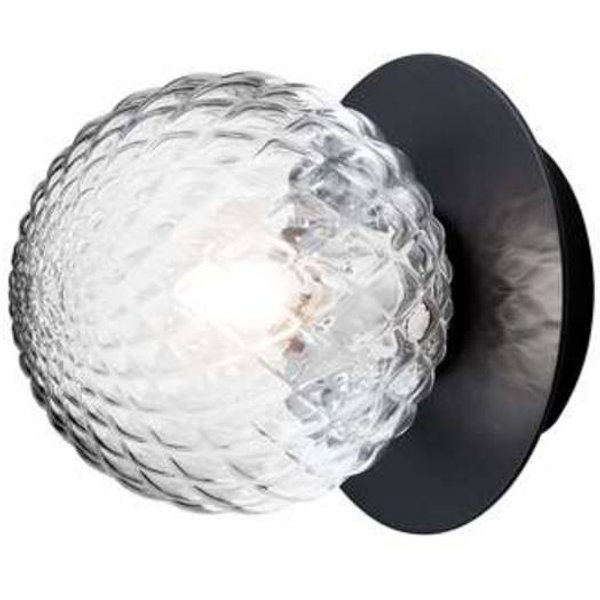 Nuura Wandleuchte Liila 1, Ø 14 cm, IP44, schwarz/klar