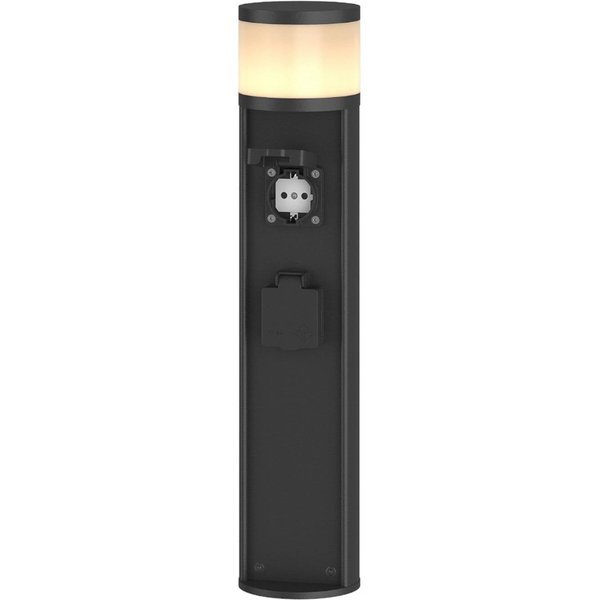 Lucande LED-Sockellampe Corban, grau, Steckdosen, IP44