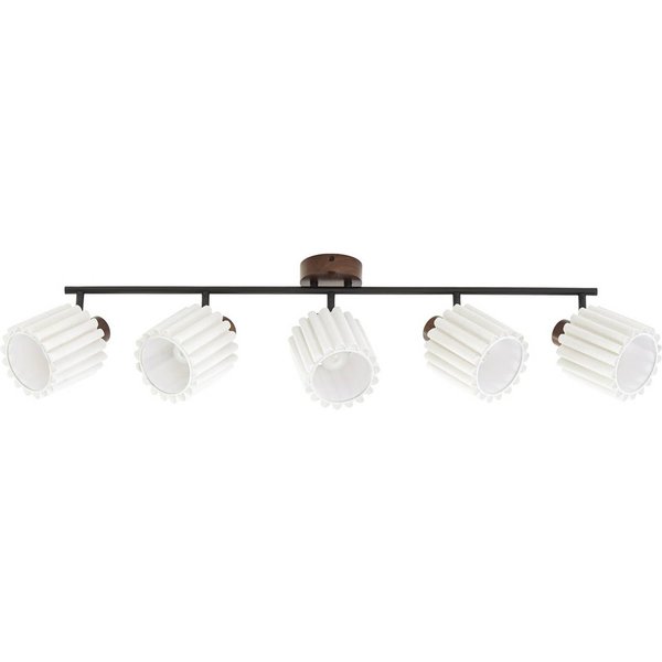 Lindby Deckenstrahler Shiloh, 5-flammig, walnuss/beige, Holz