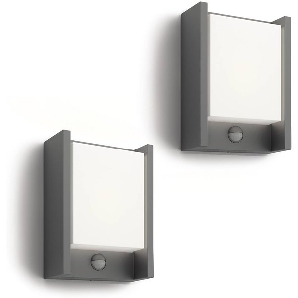 Philips LED-Wandleuchte Arbour UE, 2er-Pack, Sensor, 2.700 K