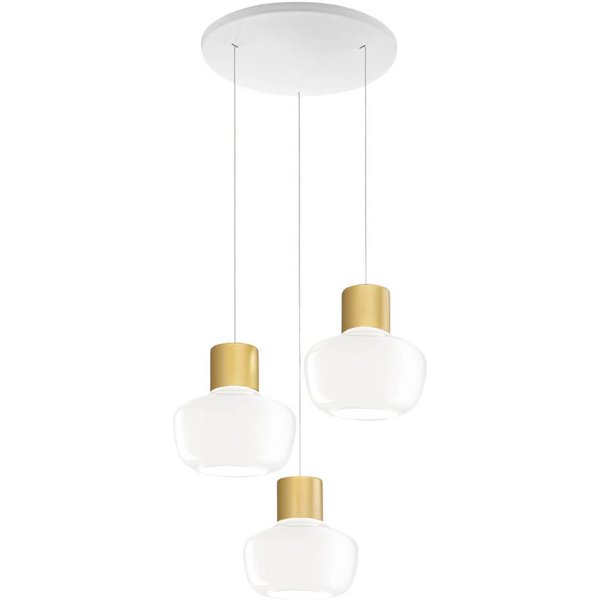 LED-Hängeleuchte Kino, 3-flammig, rund, weiß, Glas, Dimmer
