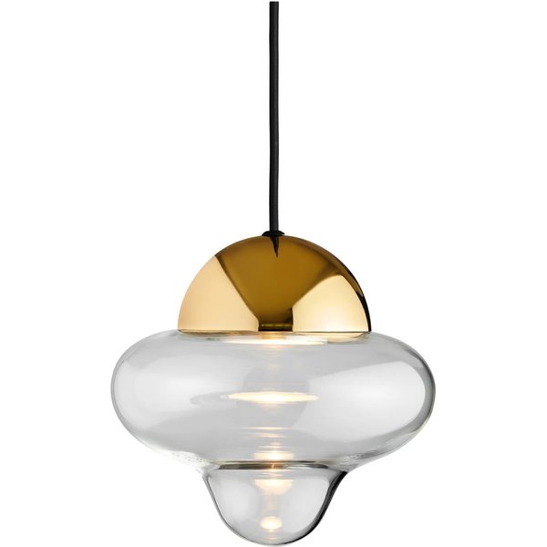 LED-Hängeleuchte Nutty, klar / goldfarben, Ø 18,5 cm, Glas