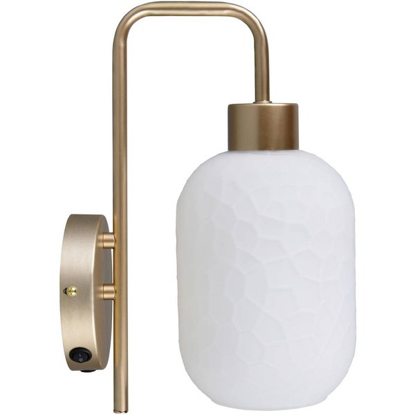 Wandleuchte Emelie, goldfarben/weiß, Metall, Glas, E27