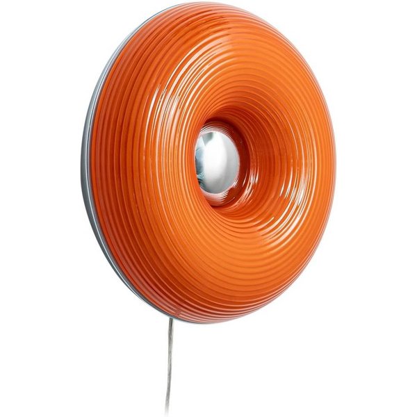 Lindby LED-Tisch-/Wandlampe Fjora, orange/chrom, Ø30cm, dim.