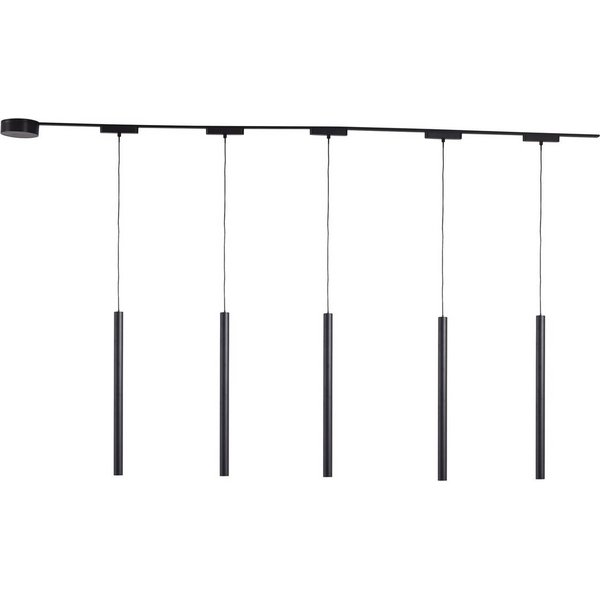 Schienensystem 48V Lumaro, Pendel, 5-flg., schwarz, dimmbar