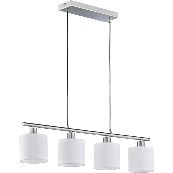 Hängelampe Tommy, nickel/weiß, Länge 75 cm, 4-flg., Stoff