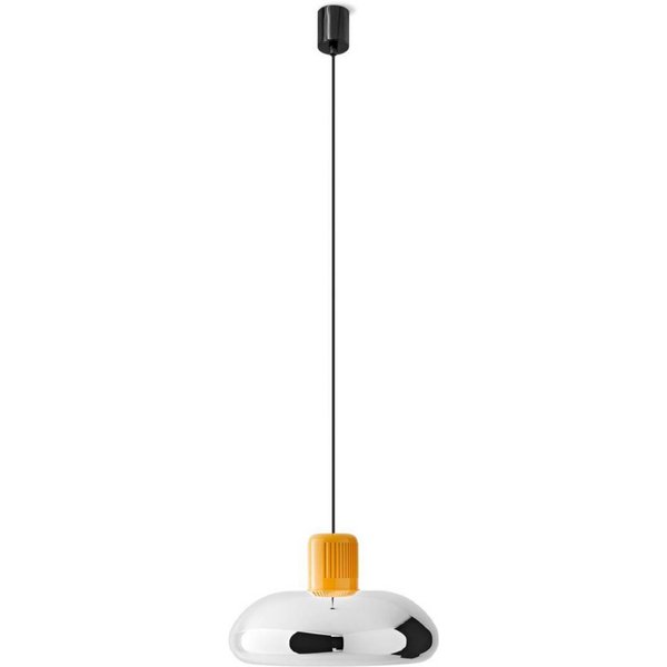 Stilnovo LED-Hängelampe Trepiù, chromfarben/gelb, Ø 40 cm