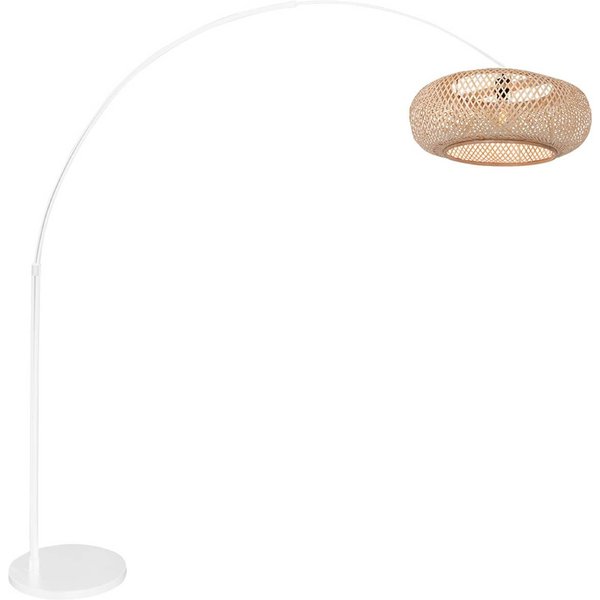 Bogen-Stehlampe Sparkled Light weiß/Bambusgeflecht natur