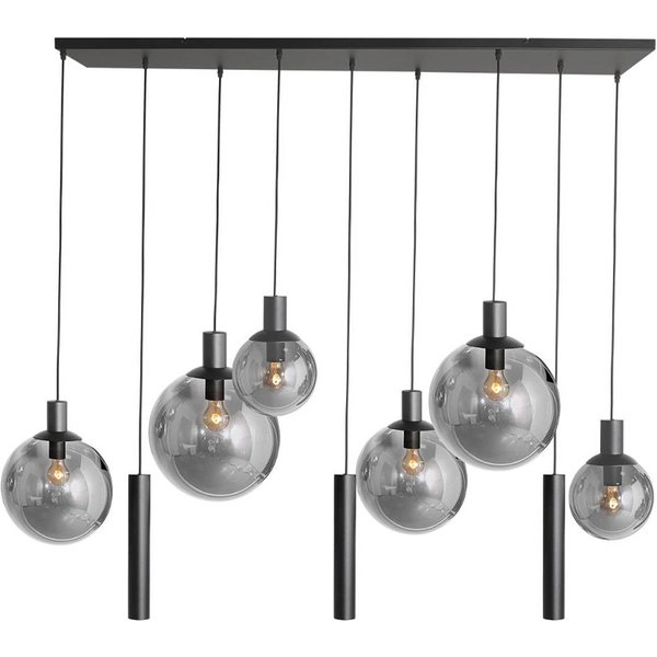 Hängeleuchte Bollique, schwarz, 9-flammig lang, Glas, Metall