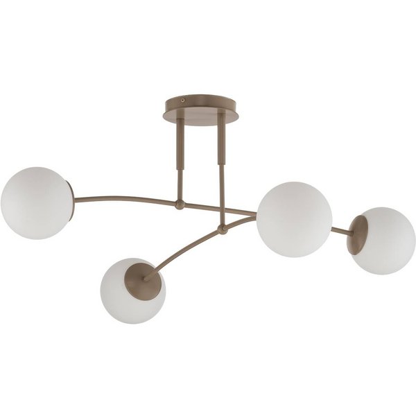 Deckenleuchte Pregos, beige, Ø 60 cm, 4-flg., Metall/Glas
