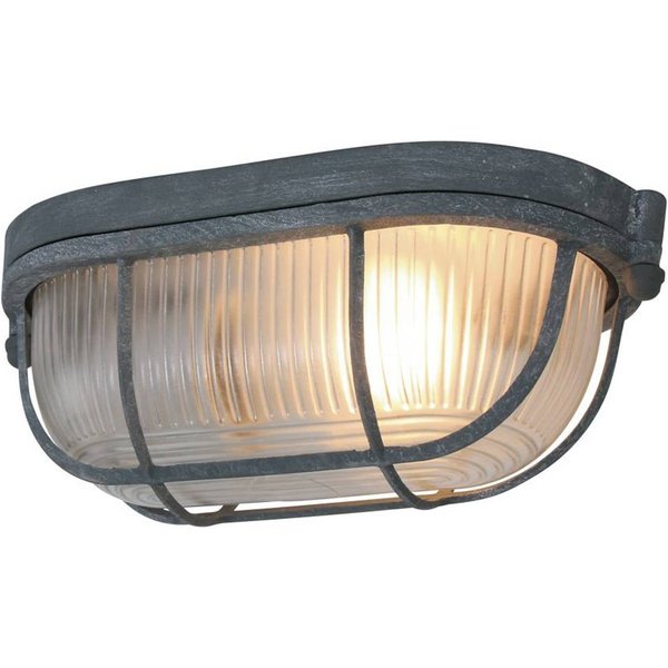 Deckenleuchte Lisanne, grau, oval, Metall, Glas, E27