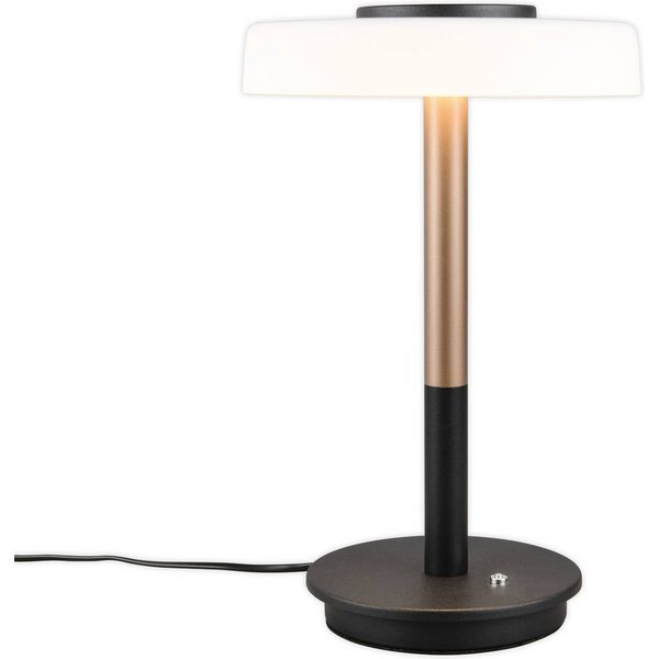 LED-Tischlampe Celeste weiß/braun 35 cm Glas/Metall Touchdim