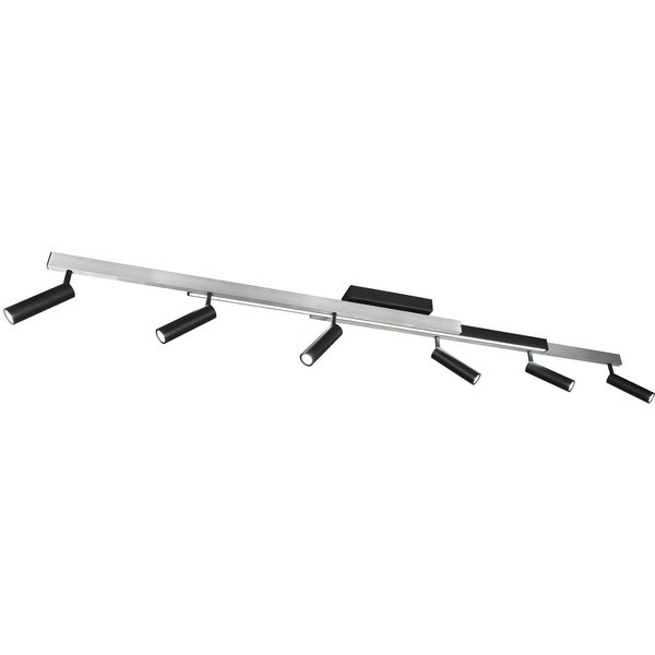 LED-Deckenspot Zeno, 6 Spots, alu gebürstet/schwarz, Metall