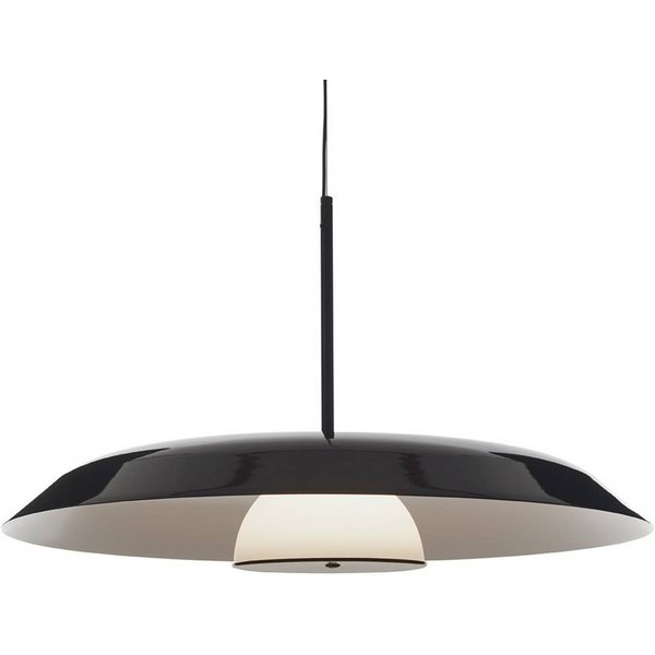Oluce LED-Hängelampe Iride, Ø 85 cm, schwarz, Metall, Glas