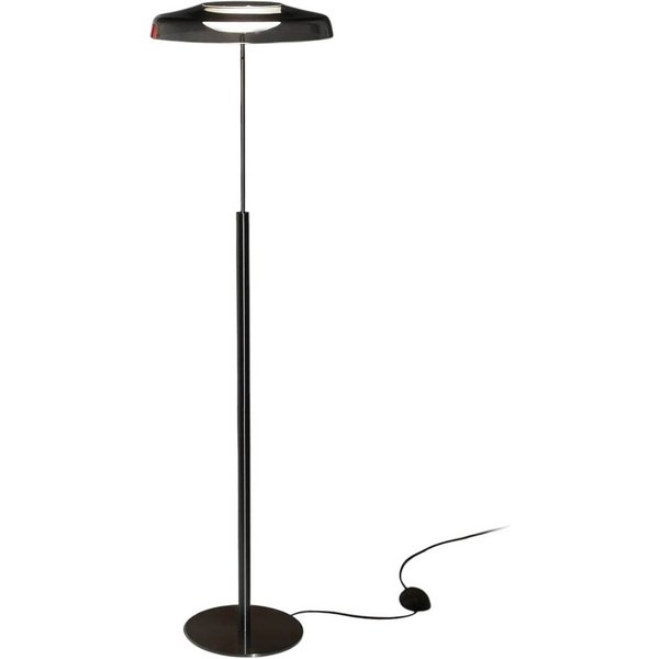 Oluce LED-Stehleuchte Dora, nickel/rauchgrau, Metall, PMMA