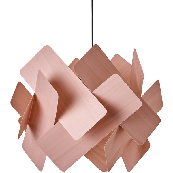 LZF Pendellampe Escape, hellrosa/nickelfarben, Ø 30 cm, Holz