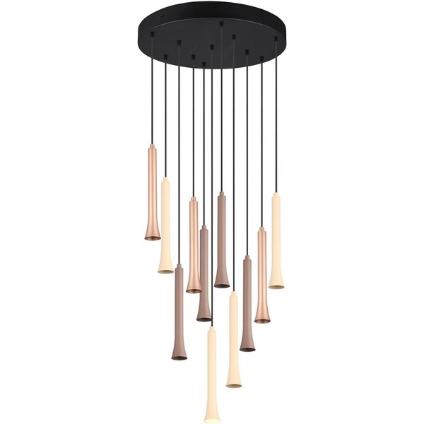 LED-Hängeleuchte Fiato, 11-fl., rund, Metall, taupe, coffee