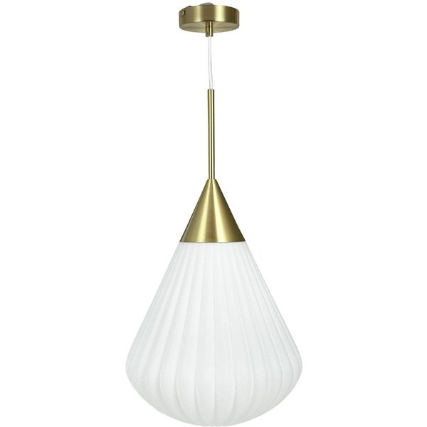Dyberg Larsen Pendellampe Ballon, Ø 33 cm weiß/messingfarben