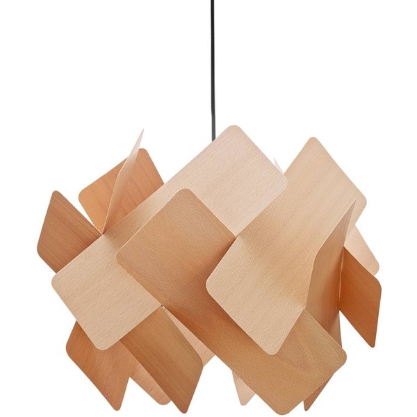 LZF Pendellampe Escape, buche/nickelfarben, Ø 30 cm, Holz