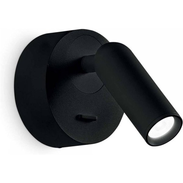 Ideal Lux LED-Wandstrahler Bean, Ø 7 cm, schwarz Metall/Glas