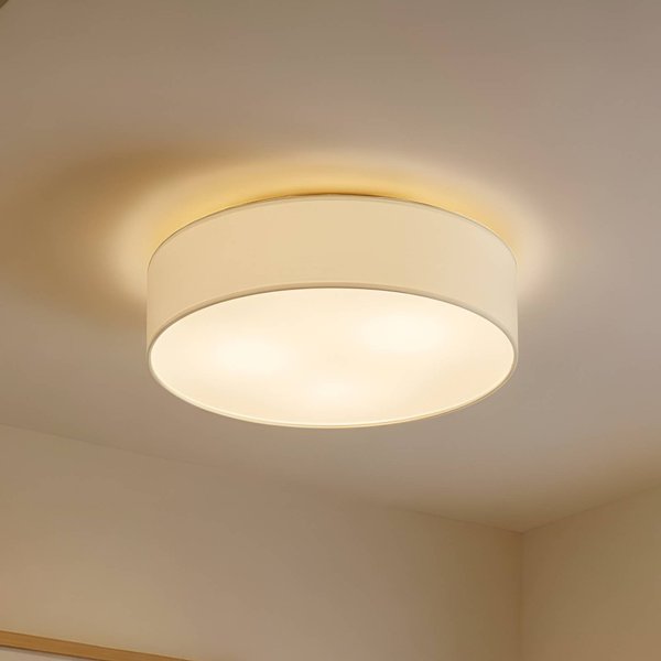 Lindby Deckenleuchte Sebatin, Ø 50 cm, cremeweiß, Stoff, E27