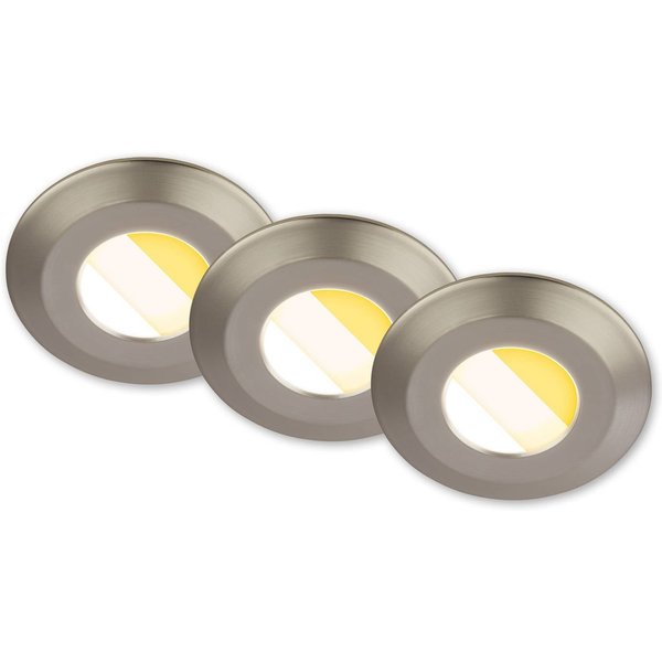 LED-Einbauleuchte Klira, nickel, Ø9cm, IP44, dimmbar, 3er