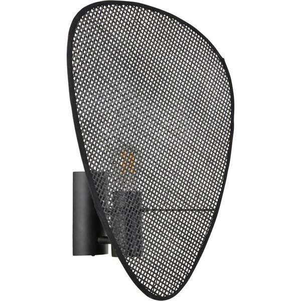 MARKET SET Wandleuchte Screen, 42 cm hoch, schwarz, Rattan