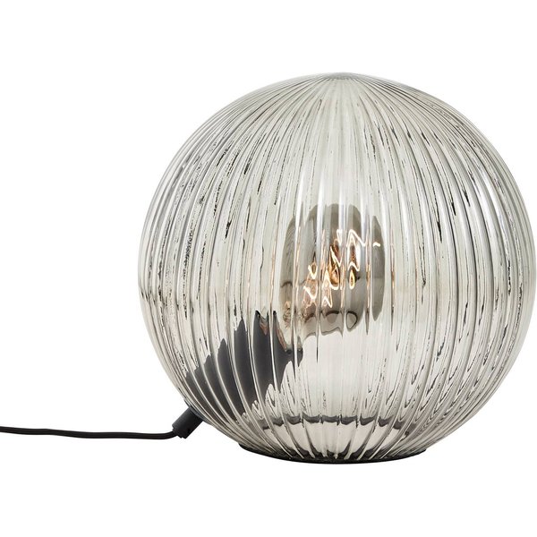 Glas-Tischlampe Belado schwarz/rauchgrau geriffelt