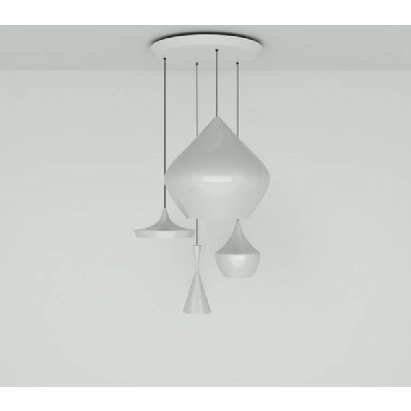Tom Dixon Beat Range Round Pendellampe 4fl weiß