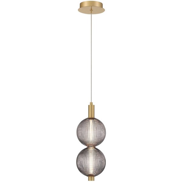LED-Hängelampe PALMAS, gold/rauchgrau, Ø 15 cm, 2-flg., Glas