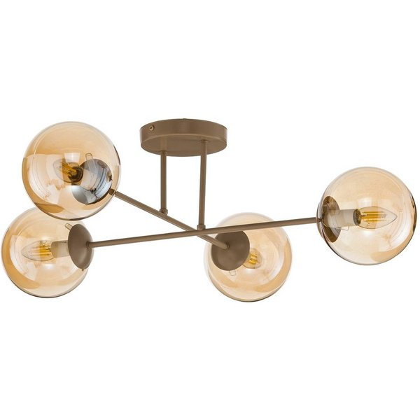 Deckenleuchte ROMA, beige, Länge 75 cm, 4-flg., Glas/Metall