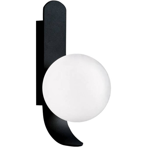 Wandleuchte Polina, Kugelschirm aus Glas, schwarz