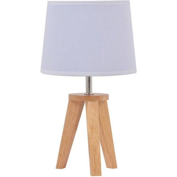 Tischleuchte Yoga, weiß/holz hell, 34 cm, Baumwolle/Holz
