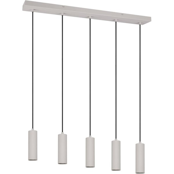Hängelampe Soka, hellgrau, Länge 85 cm, Metall, 5-flg.