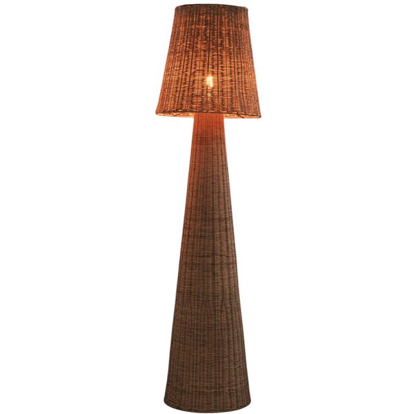 Newgarden Stehleuchte Lola, holzfarben, Rattan, IP54