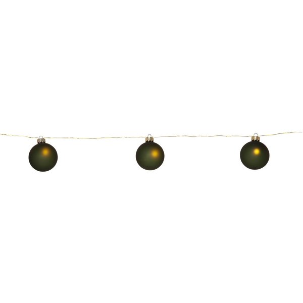 LED-Lichterkette Bliss, dunkelgrün, Glas, 8-flammig Batterie