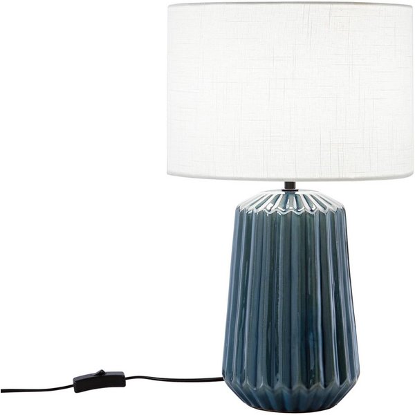 Tischlampe Kiowa, Höhe 46 cm, blau/weiß, Keramik/Stoff