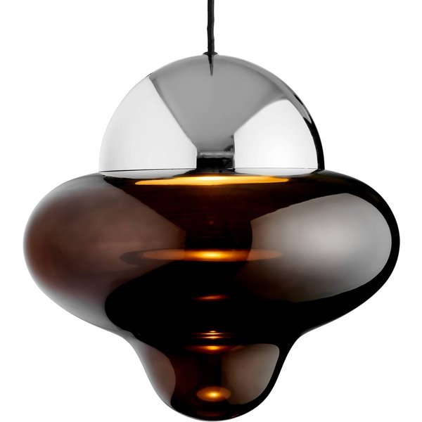 LED-Hängeleuchte Nutty XL, braun / chromfarben, Ø 30 cm