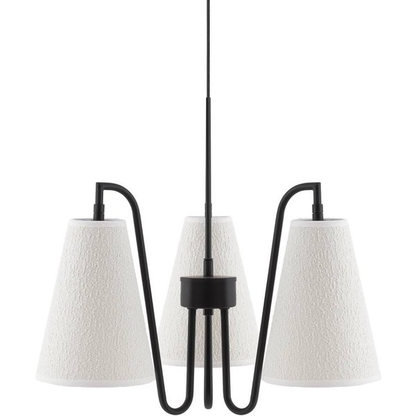 Globen Lighting Hängeleuchte Lou 3 weiß Bouclé/schwarz Stoff