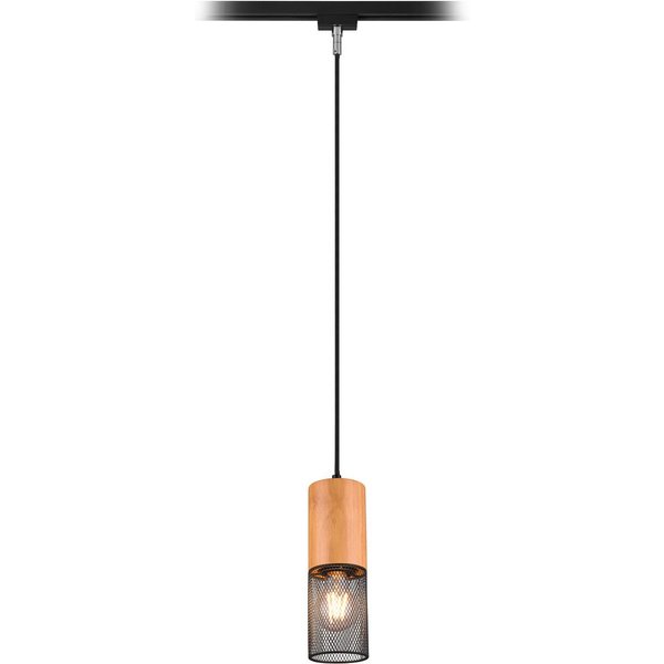 Schienenleuchte Tosh für DUOline, schwarz, Holzdetail, E27
